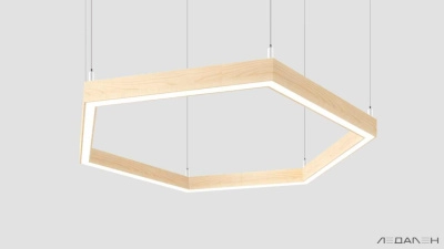 Шестиугольный светильник WOOD HEXAGON 6000K 80W, корпус Ясень белый