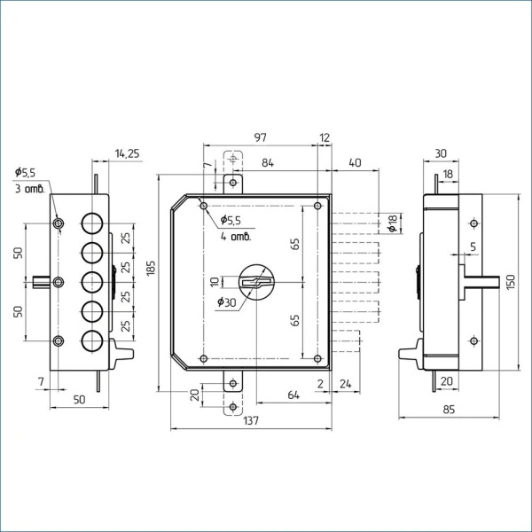 Балашиха ЗН4 032.1.1 5кл. с/т  правый, ЗД Замок накладной тяж (6)