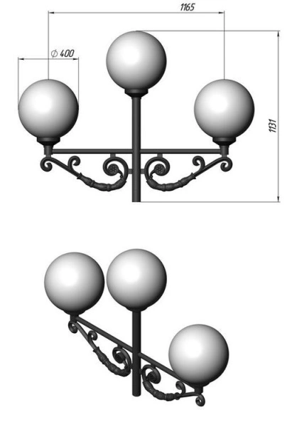 Фонарный столб А-12-3 со светильниками 5,131 м