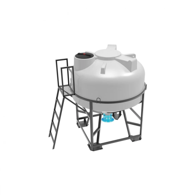 Емкость ЦКТ 3000 л с патрубком 160мм с фланцем под плотность до 1,5 г/см³ белая в обрешетке с лестницей