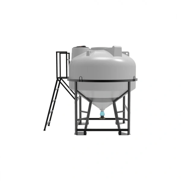 Емкость ЦКТ 3000 л с патрубком 110мм с фланцем под плотность до 1,2 г/см³ белая в обрешетке с лестницей