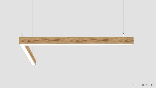 L-образный светильник WOOD ANGLE L 4000K 65W Ясень оливковый, корпус 