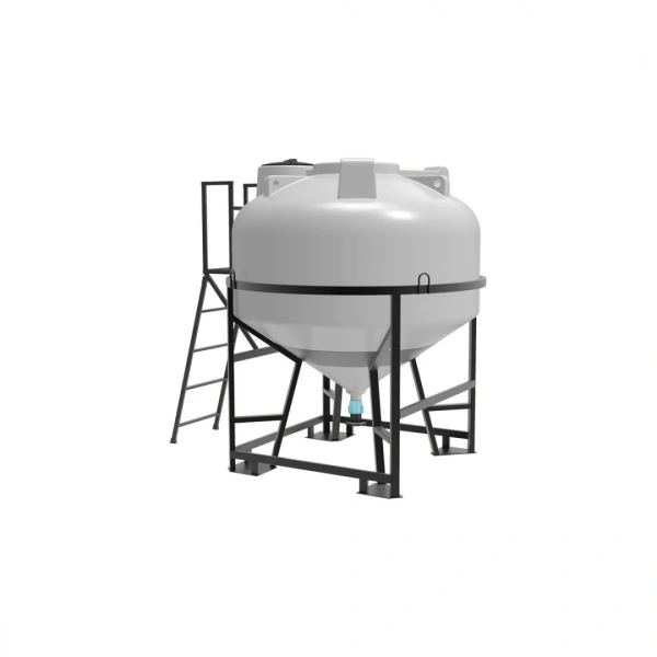 Емкость ЦКТ 3000 л с патрубком 90мм с фланцем под плотность до 1,2 г/см³ белая в обрешетке с лестницей